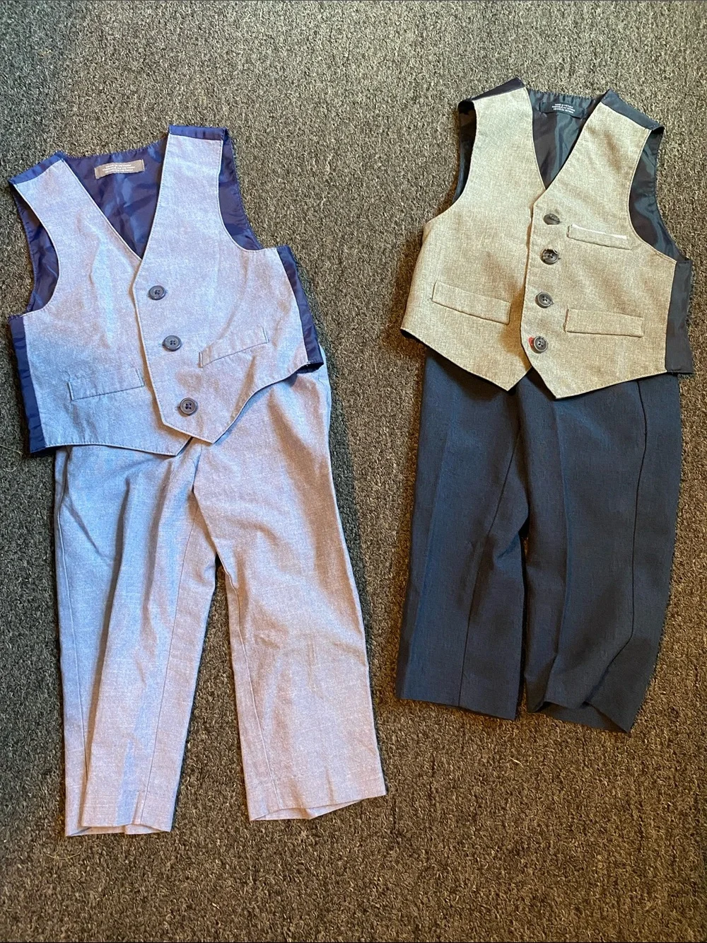 Kids Formal Vest & Pants Set - Blue set and Light Gray set - Unbranded